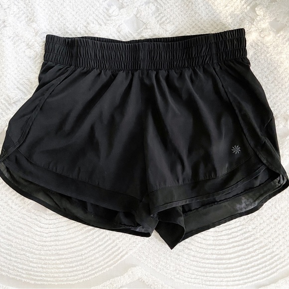EUC Athleta Black Mesh Racer Run Short 4” Inseam Size Small - Picture 4 of 10